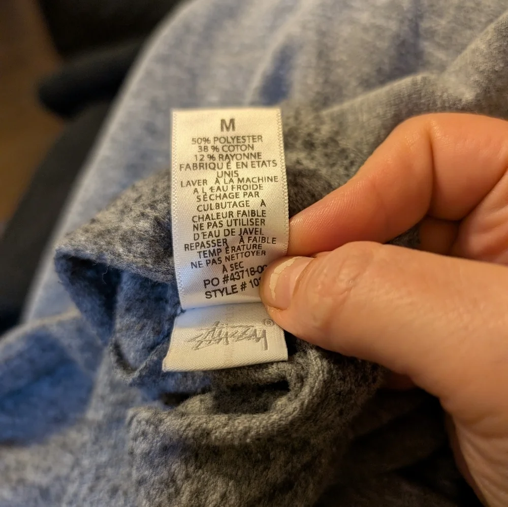 Stussy International Gray Hoodie Size M In VGUC - Picture 12 of 13